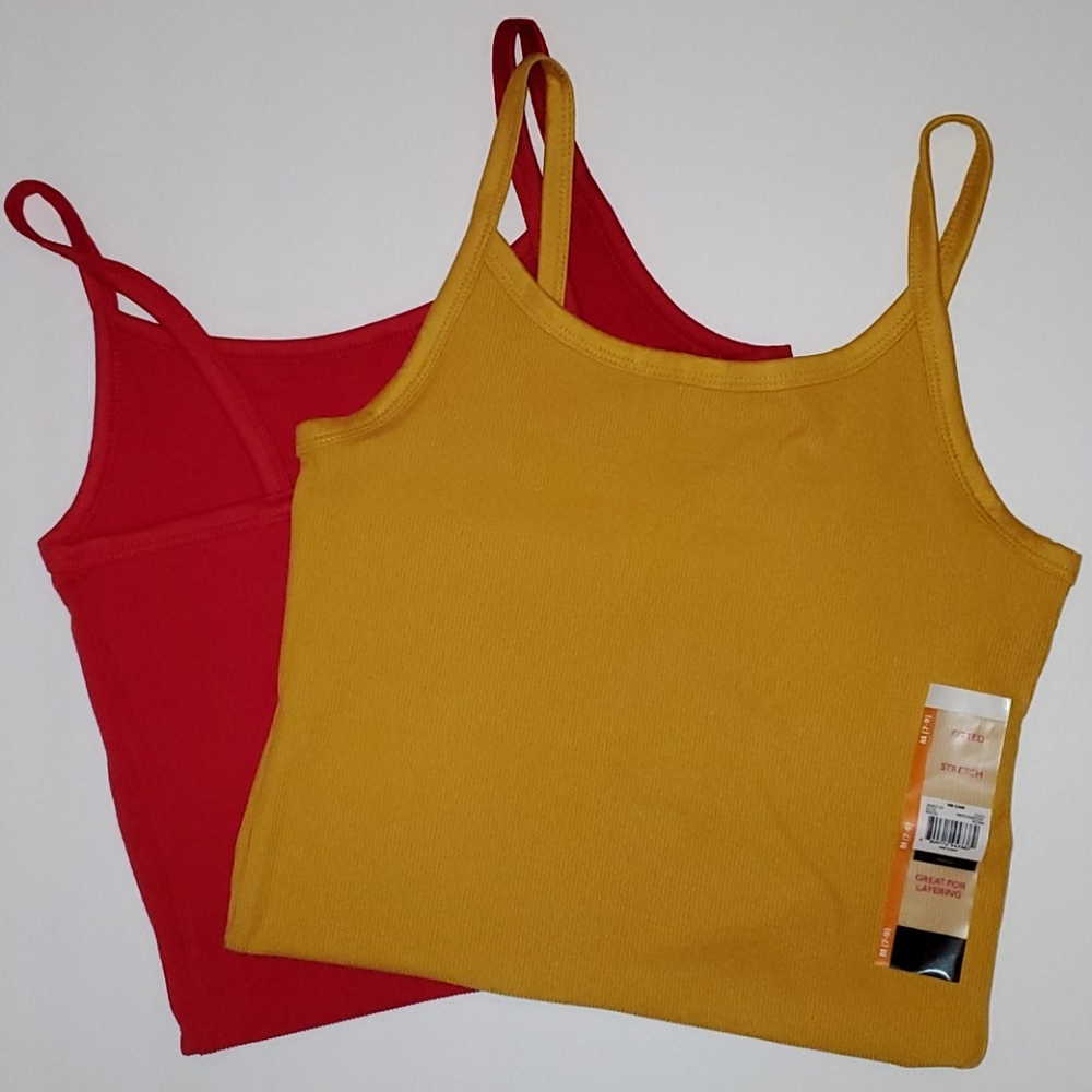 NOBO Women's ribbed fitted cami M red blue NWT